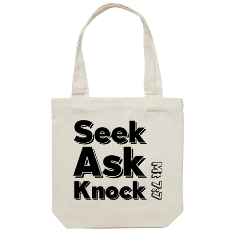 Chirstian-Canvas Tote Bag-Ask Seek Knock (V3)-Studio Salt & Light