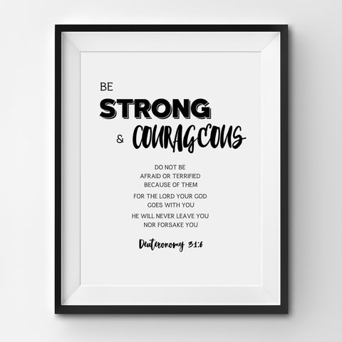 Chirstian-Wall Art Poster-Be Strong And Courageous (De 31:6)-Studio Salt & Light